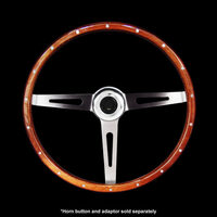 Classic 3 Spoke Deep Dished 15″ Wood Rim Steering Wheel 3 Bolt