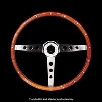 Classic 3 Spoke Deep Dished 15? Wood Rim Steering Wheel 3 Bolt