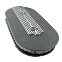 Shelby Oval Air Cleaner Assembly PLAIN Finned 3 x 2 Tri Power inc Emblem