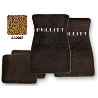 1964-73 Mustang Floor Mats Set with Bullitt Script Logo (Saddle)