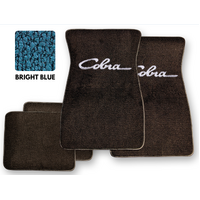 1964-73 Mustang Floor Mats Set with Cobra Script Logo (Bright Blue)