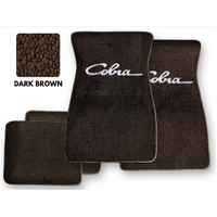 1964-73 Mustang Floor Mats Set with Cobra Script Logo (Dark Brown)