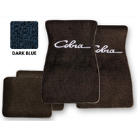1964-73 Mustang Floor Mats Set with Cobra Script Logo (Dark Blue)