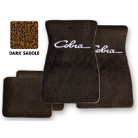 1964-73 Mustang Floor Mats Set with Cobra Script Logo (Dark Saddle)