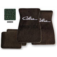 1964-73 Mustang Floor Mats Set with Cobra Script Logo (Green)