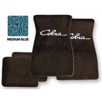1964-73 Mustang Floor Mats Set with Cobra Script Logo (Medium Blue)
