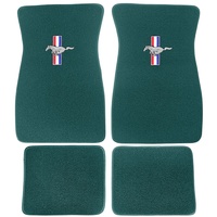 1964 - 1973 Mustang Embroidered Carpet Floor Mats (Aqua)