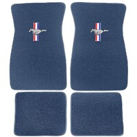 1964 - 1973 Mustang Embroidered Carpet Floor Mats (Bright Blue)