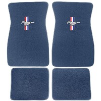 1964 - 1973 Mustang Embroidered Carpet Floor Mats (Bright Blue)