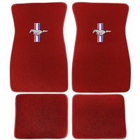 1964 - 1973 Mustang Embroidered Carpet Floor Mats (Bright Red)
