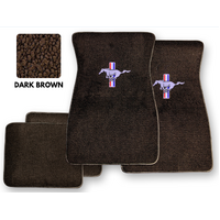 1964 - 1973 Mustang Floor Mats with Silver Mustang Logo (Dark Brown)