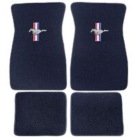 1964 - 1973 Mustang Embroidered Carpet Floor Mats (Dark Blue)
