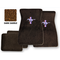 1964 - 1973 Mustang Floor Mats with Silver Mustang Logo (Dark Saddle)