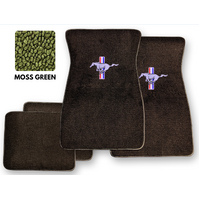 1964 - 1973 Mustang Floor Mats with Silver Mustang Logo (Moss Green)