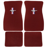 1964 - 1973 Mustang Embroidered Carpet Floor Mats (Maroon)