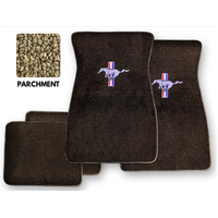 1964 - 1973 Mustang Floor Mats with Silver Mustang Logo (Parchment)