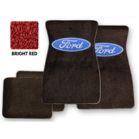 1964 - 1973 Mustang Floor Mats with Oval Ford Logo (Bright Red)