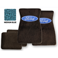 1964 - 1973 Mustang Floor Mats with Oval Ford Logo (Medium Blue)