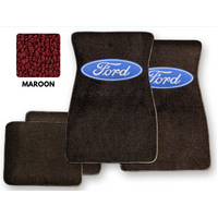 1964 - 1973 Mustang Floor Mats with Oval Ford Logo (Maroon)