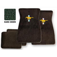 1964 - 1973 Mustang Floor Mats with Gold Mustang Logo (Dark Green)