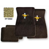 1964 - 1973 Mustang Floor Mats with Gold Mustang Logo (Ivy Gold)