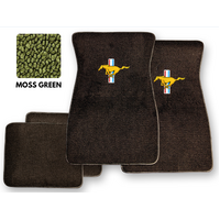 1964 - 1973 Mustang Floor Mats with Gold Mustang Logo (Moss Green)