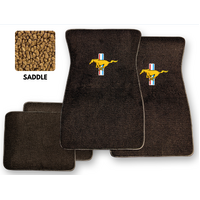 1964 - 1973 Mustang Floor Mats with Gold Mustang Logo (Saddle)