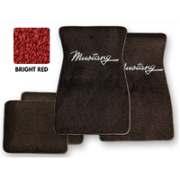 1964-73 Mustang Floor Mats Set with Mustang Script Logo (Bright Red)