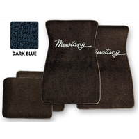 1964-73 Mustang Floor Mats Set with Mustang Script Logo (Dark Blue)