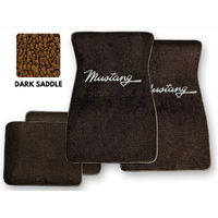 1964-73 Mustang Floor Mats Set with Mustang Script Logo (Dark Saddle)