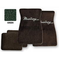 1964-73 Mustang Floor Mats Set with Mustang Script Logo (Green)