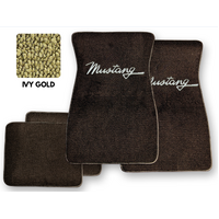 1964-73 Mustang Floor Mats Set with Mustang Script Logo (Ivy Gold)