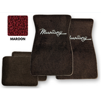 1964-73 Mustang Floor Mats Set with Mustang Script Logo (Maroon)