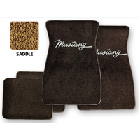 1964-73 Mustang Floor Mats Set with Mustang Script Logo (Saddle)