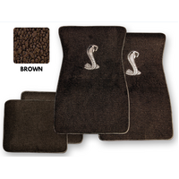 1964 - 1973 Mustang Floor Mats with Tiffany Cobra Snake (Dark Brown)