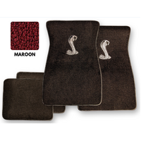 1964 - 1973 Mustang Floor Mats with Tiffany Cobra Snake (Maroon)