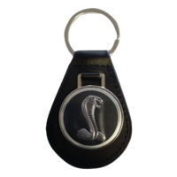 Leather Key Fob with Tiffany Cobra Snake Emblem