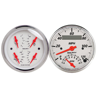 Arctic White 2 Piece Electric Gauge Kit (3-3/8" Quad & Tach/Speedo 240-33 Ω)