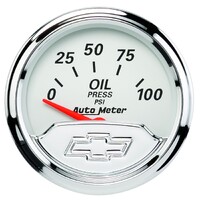 Chevy Vintage 2-1/16" Oil Pressure Gauge w/ Air-Core (0-100 PSI) Heritage Bowtie