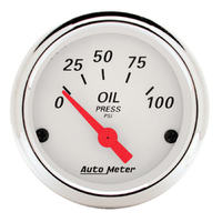 Arctic White 2-1/16" Oil Pressure Gauge w/ Air Core (0-100 PSI)