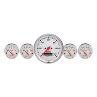 Arctic White 5 Piece Gauge Kit w/ Electric Speedometer in MPH (3-3/8" & 2-1/16")