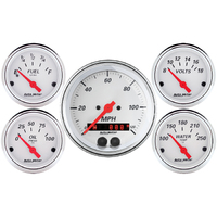 Arctic White 5 Piece Gauge Kit (3-3/8" & 2-1/16") w/ GPS Speedometer