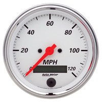 Arctic White 3-3/8" Electric Speedometer (0-120 MPH)