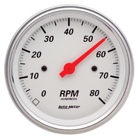 Arctic White 3-3/8" In-Dash Tachometer (0-8,000 RPM)