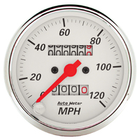 Arctic White 3-1/8" Mechanical Speedometer (0-120 MPH)