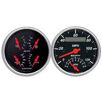 Designer Black 2 Piece Electric Gauge Kit (3-3/8" Quad & Tach/Speedo 240-33 ?)