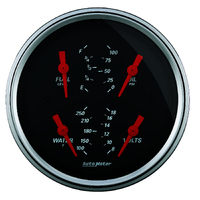 Designer Black 3-3/8" Quad Gauge (100 PSI/100-250°F/8-18V/0-90 ?)