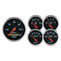 Designer Black 5 Piece Gauge Kit w/ Electric Speedometer (3-1/8" & 2-1/16") MPH