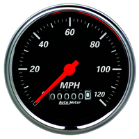Designer Black 3-3/8" Electric Speedometer w/ Rolling Drum ODO (0-120 MPH)