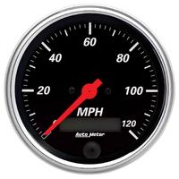 Designer Black 3-3/8" Electric Speedometer w/ LCD ODO (0-120 MPH)